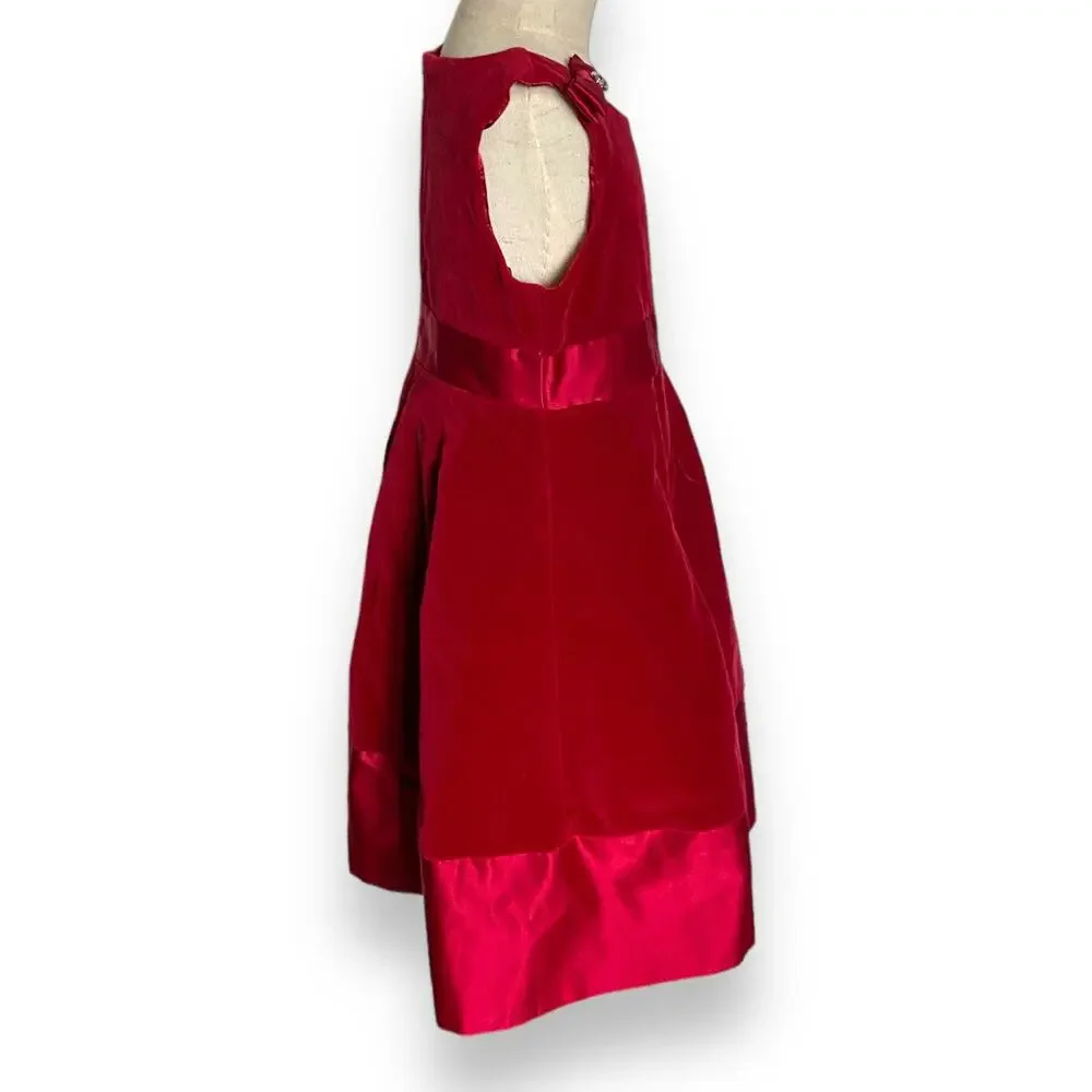 Gymboree Girls Dress Size 6 Red Velveteen Pleated Classic‎ Holiday Christmas